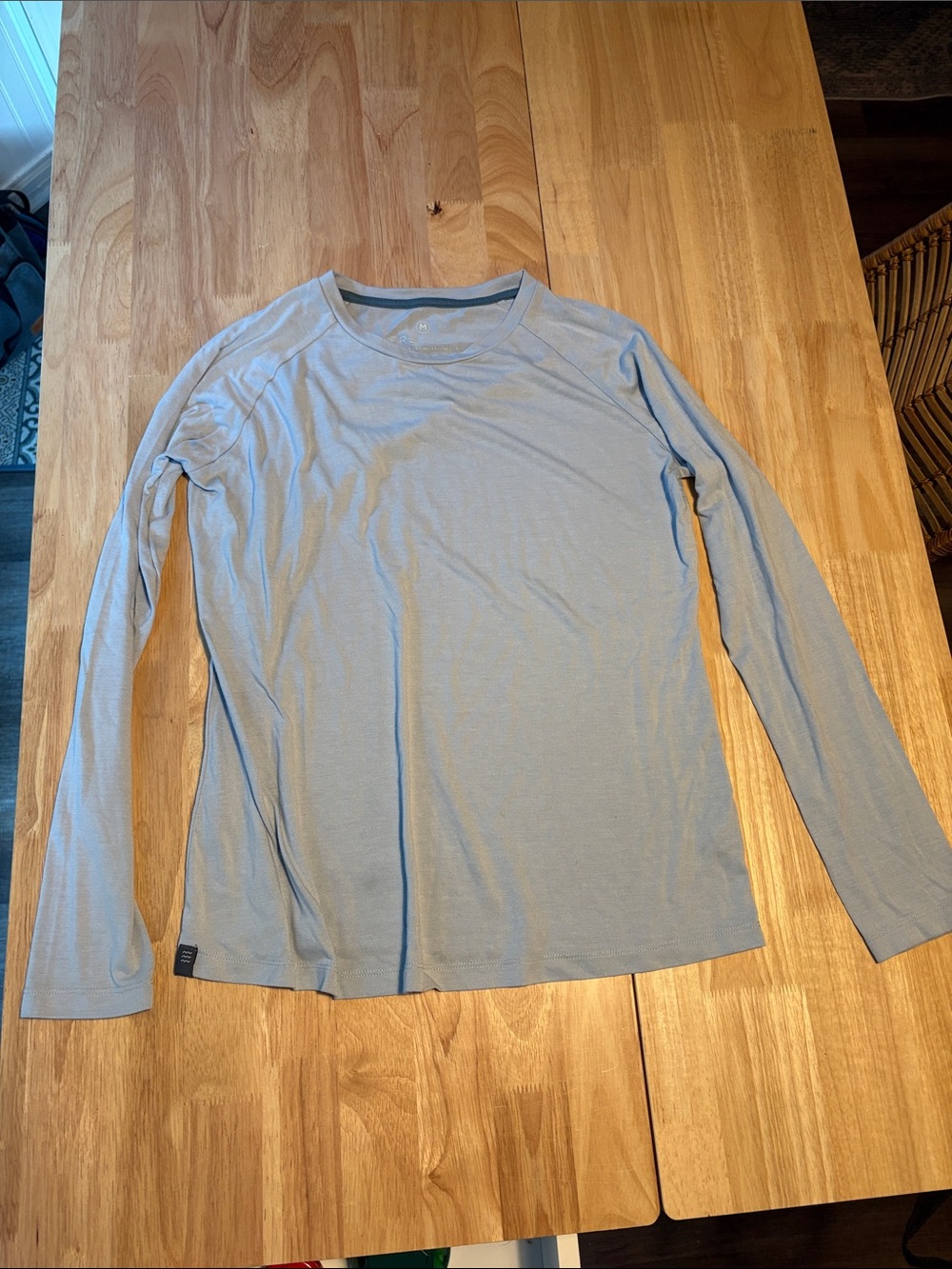 Bamboo Long-Sleeve Crew Tee in Light Blue